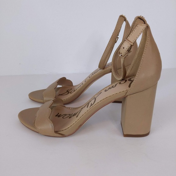 Sam Edelman Beige Leather Open Toe Heels - Picture 4 of 13